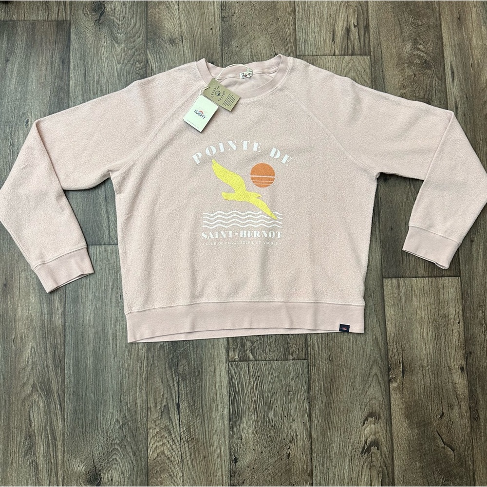 FAHERTY Beach Fleece Crew Sweatshirt Organic Cotton Graphic Print peach Size